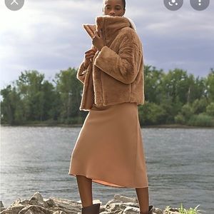 Express High Rise Satin Midi Skirt